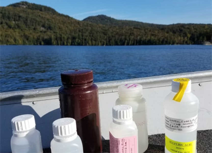 Water Quality Monitoring bottles on a boat