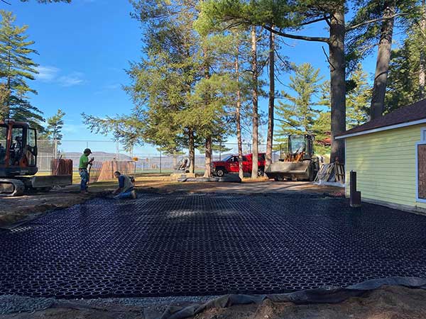 Stormwater Control and Green Infrastructure Project TRUEGRID® PRO PLUS® permeable pavers are installed on top of rock base
